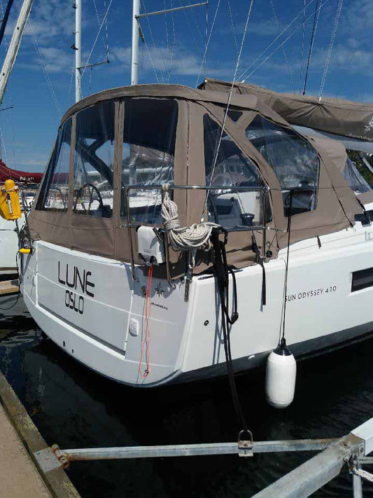 Jeanneau Sun Odyssey 410 Cockpit Enclosure XXL with new frames for T-TOP sprayhood